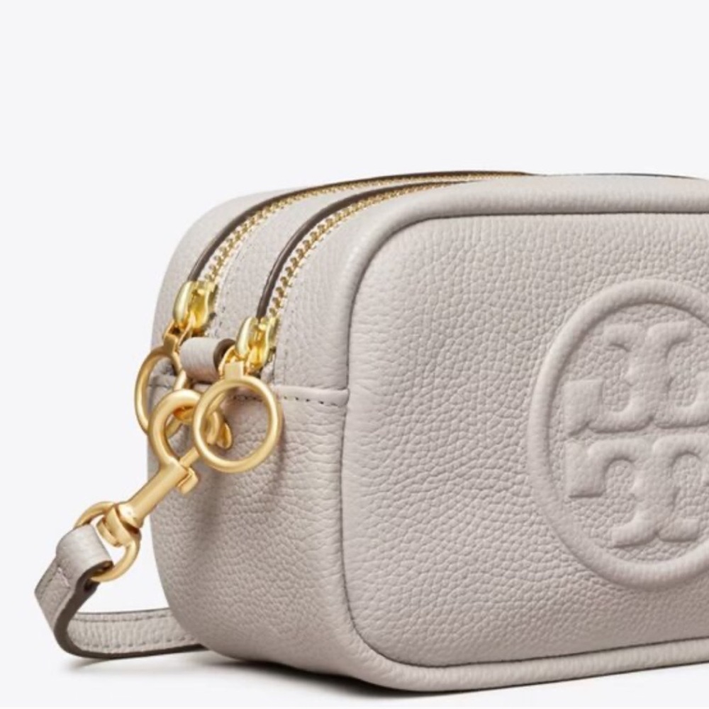 Tory Burch Gray Leather Crossbody Bag (Perry Bombe Mini Bag) - Picture 3 of 6